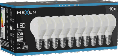 Mexen Nova 10x LED izzó E14, G45, 6W, Semleges - 4000K, 630 lm - L101-E14-0640-01x10