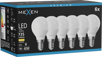 Mexen Nova 6x Bec LED E14, G45, 7W, Caldă - 3000K, 735 lm - L101-E14-0730-01x06