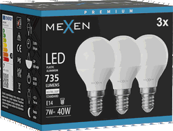 Mexen Nova 3x LED izzó E14, G45, 7W, Semleges - 4000K, 735 lm - L101-E14-0740-01x03