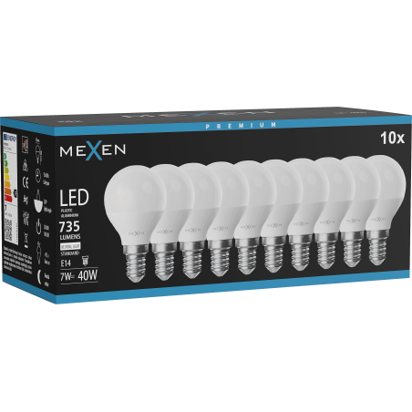 Mexen Nova 10x Bec LED E14, G45, 7W, Neutru - 4000K, 735 lm - L101-E14-0740-01x10