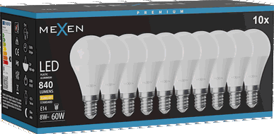 Mexen Nova 10x LED izzó E14, G45, 8W, Meleg - 3000K, 840 lm - L101-E14-0830-01x10
