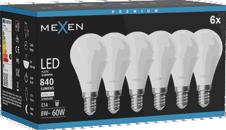 Mexen Nova 6x LED izzó E14, G45, 8W, Semleges - 4000K, 840 lm - L101-E14-0840-01x06