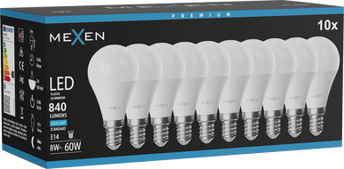 Mexen Nova 10x Bec LED E14, G45, 8W, Rece - 6500K, 840 lm - L101-E14-0865-01x10