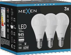 Mexen Nova 3x LED izzó E14, G45, 9W, Semleges - 4000K, 945 lm - L101-E14-0940-01x03