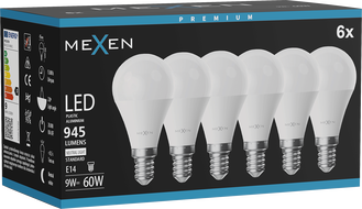 Mexen Nova 6x Bec LED E14, G45, 9W, Neutru - 4000K, 945 lm - L101-E14-0940-01x06