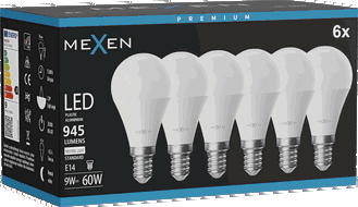 Mexen Nova 6x LED izzó E14, G45, 9W, Semleges - 4000K, 945 lm - L101-E14-0940-01x06