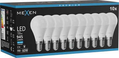 Mexen Nova 10x Bec LED E14, G45, 9W, Rece - 6500K, 945 lm - L101-E14-0965-01x10