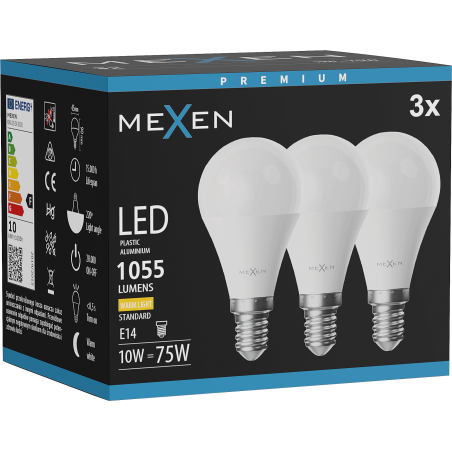 Mexen Nova 3x Bec cu LED E14, G45, 10W, Călduță - 3000K, 1055 lm - L101-E14-1030-01x03