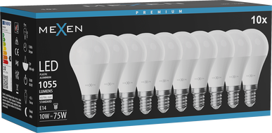 Mexen Nova 10x LED izzó E14, G45, 10W, Semleges - 4000K, 1055 lm - L101-E14-1040-01x10