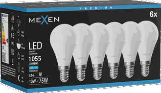 Mexen Nova 6x LED izzó E14, G45, 10W, Hideg - 6500K, 1055 lm - L101-E14-1065-01x06