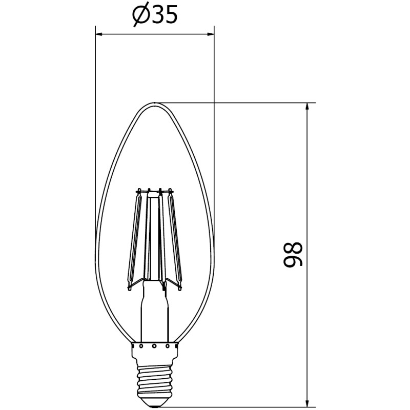 Mexen Vintis 10x LED filament izzó E14, C35, 4W, Meleg - 2200K, 400 lm, borostyán - L154-E14-0422-50x10