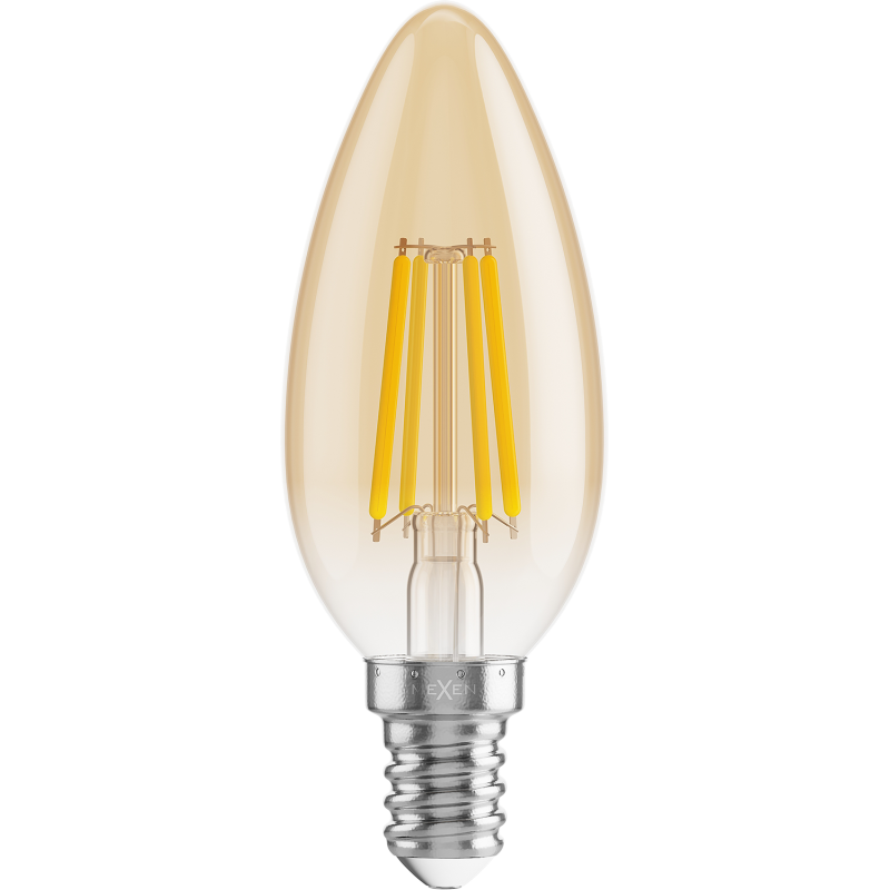 Mexen Vintis 10x Bec cu filament LED E14, C35, 6W, Cald - 2200K, 600 lm, ambra - L154-E14-0622-50x10
