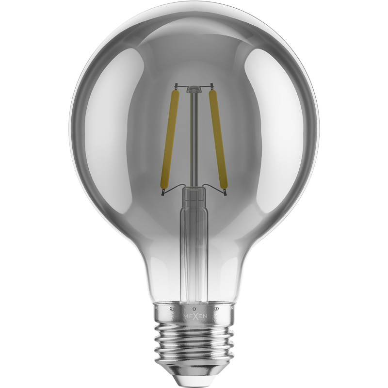 Mexen Vintis 3x LED filament izzó E27, G80, 2W, Meleg - 2200K, 150 lm, füstszínű - L155-E27-0222-70x03