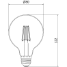 Mexen Vintis 3x Filament LED izzó E27, G80, 6W, Semleges - 4000K, 720 lm, átlátszó - L155-E27-0640-00x03