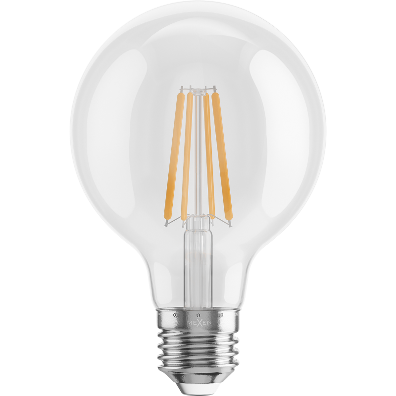 Mexen Vintis 3x LED filament izzó E27, G80, 8W, Meleg - 2700K, 1055 lm, átlátszó - L155-E27-0827-00x03