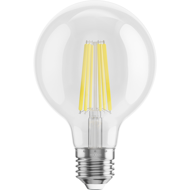 Mexen Vintis 3x filament LED izzó E27, G80, 10W, Neutrális - 4000K, 1320 lm, átlátszó - L155-E27-1040-00x03