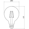 Mexen Vintis 6x Bec cu filament LED E27, G80, 2W, Cald - 2200K, 150 lm, fumuriu - L155-E27-0222-70x06