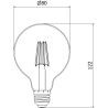 Mexen Vintis 6x Bec LED filament E27, G80, 4W, Calda - 2200K, 280 lm, fumuriu - L155-E27-0422-70x06
