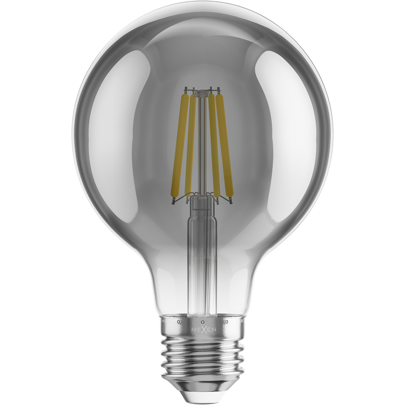 Mexen Vintis 6x LED filament izzó E27, G80, 4W, Meleg - 2200K, 280 lm, füst - L155-E27-0422-70x06