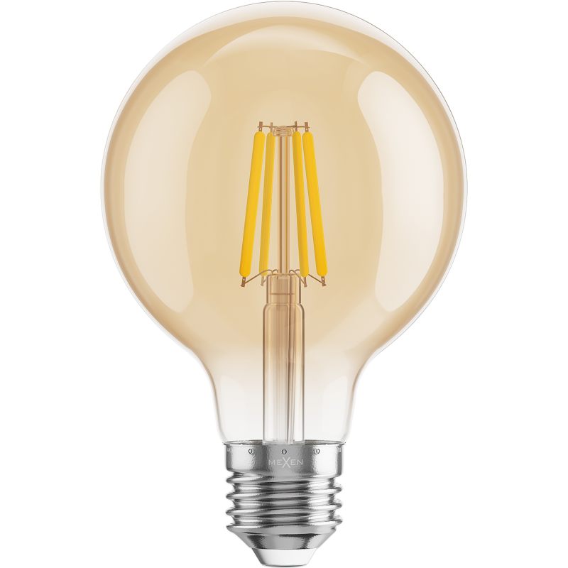Mexen Vintis 10x LED filament izzó E27, G80, 4W, Meleg - 2700K, 400 lm, borostyán - L155-E27-0427-50x10