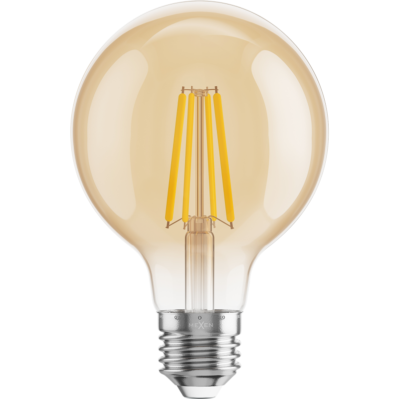 Mexen Vintis 6x Bec Filament LED E27, G80, 8W, Căldură - 2700K, 750 lm, chihlimbar - L155-E27-0827-50x06