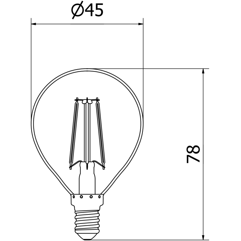 Mexen Vintis 10x LED filament izzó E14, G45, 4W, Hideg - 6500K, 470 lm, átlátszó - L156-E14-0465-00x10
