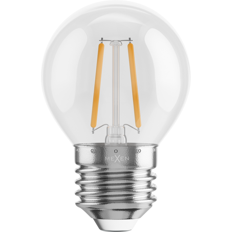 Mexen Vintis 3x LED filament izzó E27, G45, 2W, Meleg - 2700K, 240 lm, átlátszó - L156-E14-0227-00x03 - L156-E27-0227-00x03