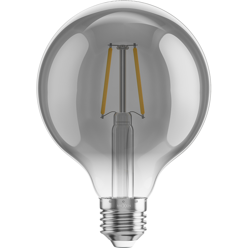 Mexen Vintis 3x LED filament izzó E27, G95, 2W, Meleg - 2200K, 150 lm, füstös - L157-E27-0222-70x03