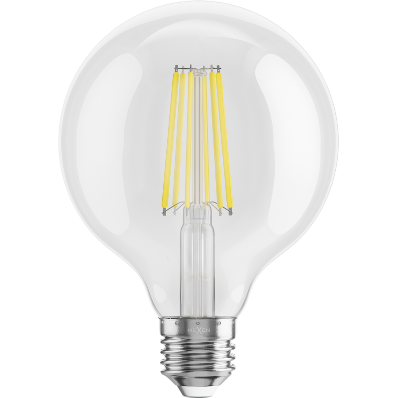 Mexen Vintis 3x LED filament izzó E27, G95, 10W, Semleges - 4000K, 1320 lm, átlátszó - L157-E27-1040-00x03