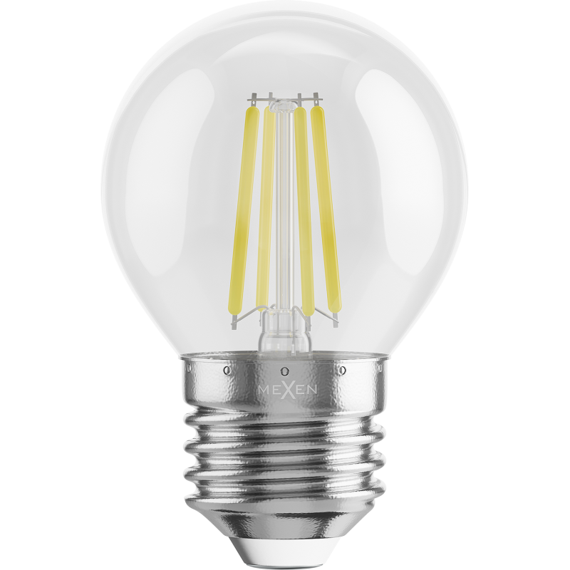 Mexen Vintis 6x Bec LED filament E27, G45, 4W, Rece - 6500K, 470 lm, transparent - L156-E27-0465-00x06