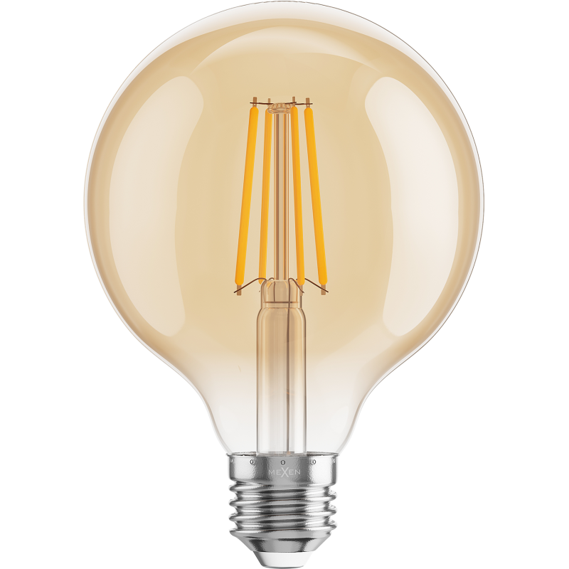 Mexen Vintis 6x Filament LED izzó E27, G95, 8W, Meleg - 2200K, 750 lm, borostyánsárga - L157-E27-0822-50x06