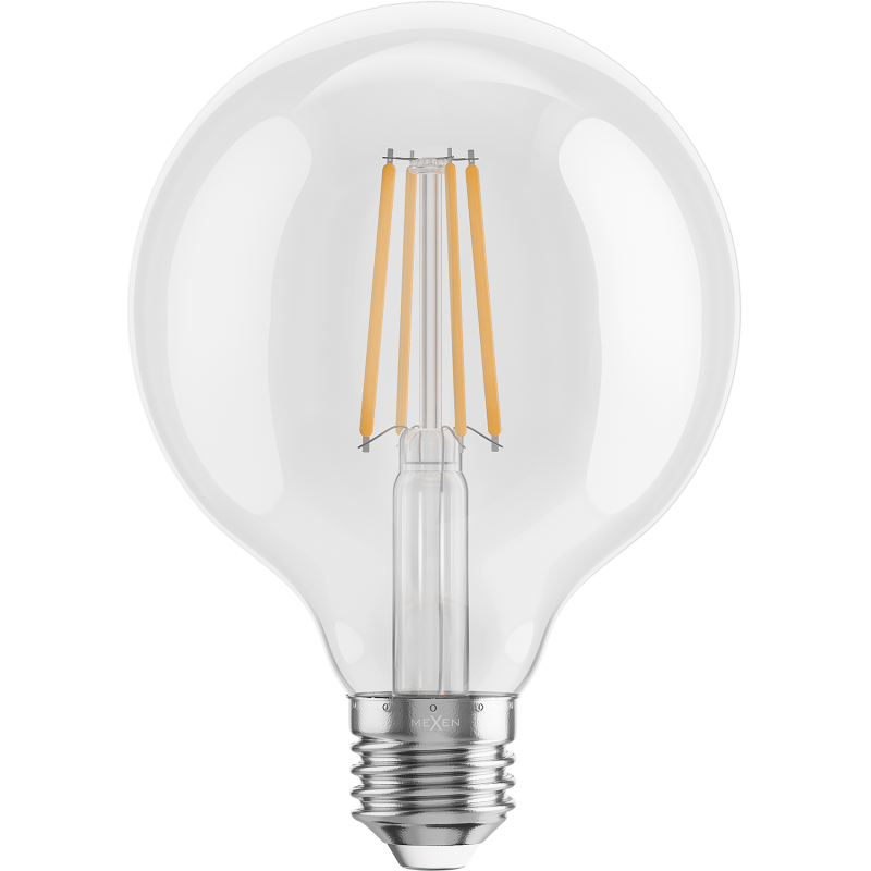 Mexen Vintis 6x Bec LED filament E27, G95, 8W, Caldă - 2700K, 1055 lm, clară - L157-E27-0827-00x06