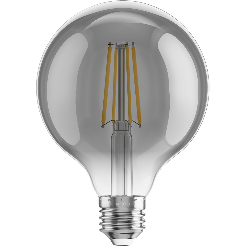 Mexen Vintis 6x LED filament izzó E27, G95, 8W, Meleg - 2700K, 680 lm, füstös - L157-E27-0827-70x06