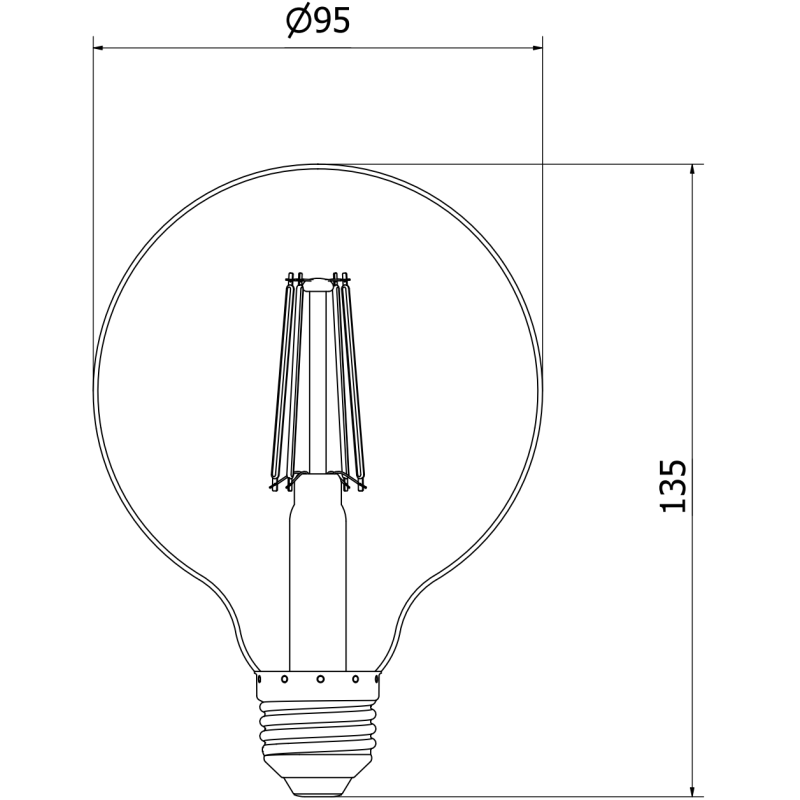 Mexen Vintis 10x LED szálas izzó E27, G95, 8W, Meleg - 2700K, 680 lm, füst - L157-E27-0827-70x10