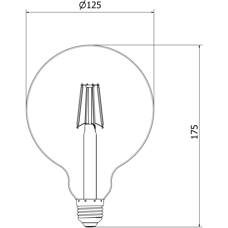 Mexen Vintis 10x Bec filament LED E27, G125, 6W, Caldă - 2700K, 600 lm, chihlimbar - L158-E27-0627-50x10