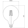Mexen Vintis 10x LED filament izzó E27, G125, 6W, Meleg - 2700K, 600 lm, borostyán - L158-E27-0627-50x10