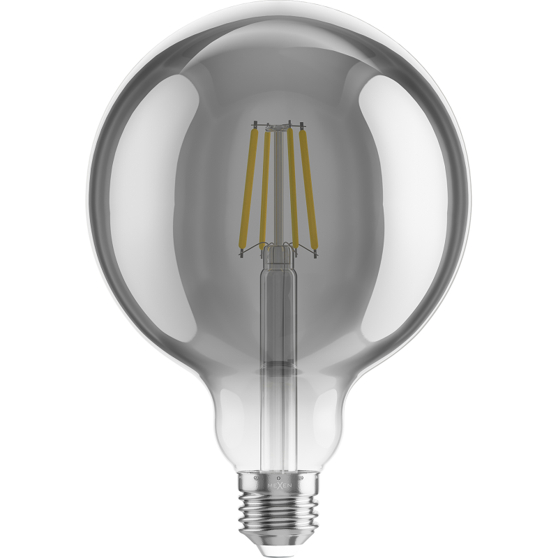 Mexen Vintis 10x LED filament izzó E27, G125, 6W, Meleg - 2700K, 510 lm, füstös - L158-E27-0627-70x10