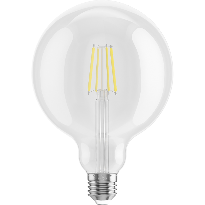 Mexen Vintis 10x LED filament izzó E27, G125, 6W, Semleges - 4000K, 720 lm, átlátszó - L158-E27-0640-00x10