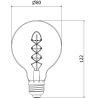 Mexen Vintis 3x Bec spirală cu filament LED E27, G80, 8W, Caldă - 2700K, 510 lm, fumuriu - L165-E27-0827-70x03