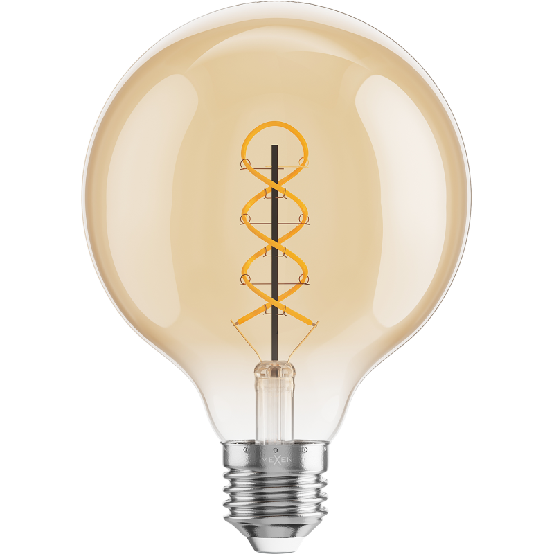 Mexen Vintis 3x LED filament izzólámpa spirál E27, G95, 8W, Meleg - 2200K, 600 lm, borostyán - L167-E27-0822-50x03