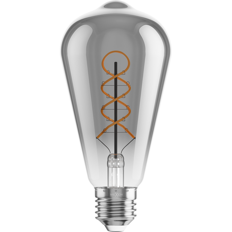 Mexen Vintis 6x LED spirálos filament izzó E27, ST64, 4W, Meleg - 2200K, 220 lm, füstszínű - L162-E27-0422-70x06
