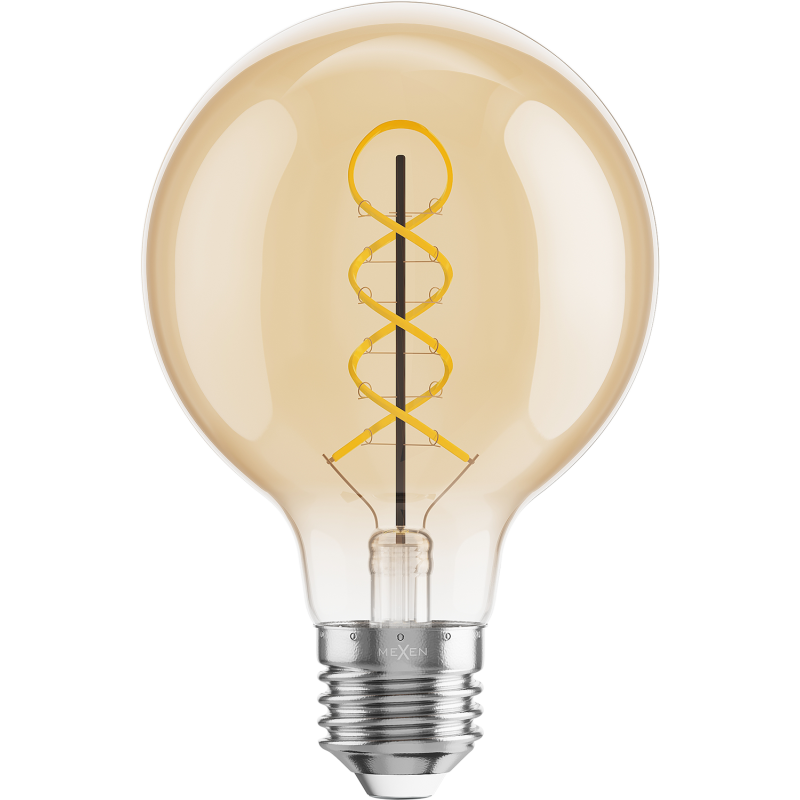 Mexen Vintis 10x LED E27 spirál filament izzó, G80, 8W, Meleg - 2200K, 600 lm, borostyán - L165-E27-0822-50x10