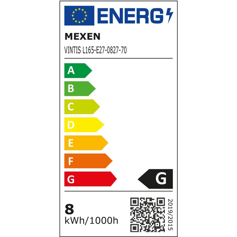 Mexen Vintis 6x LED filament spirál izzó E27, G80, 8W, Meleg - 2700K, 510 lm, füstös - L165-E27-0827-70x06