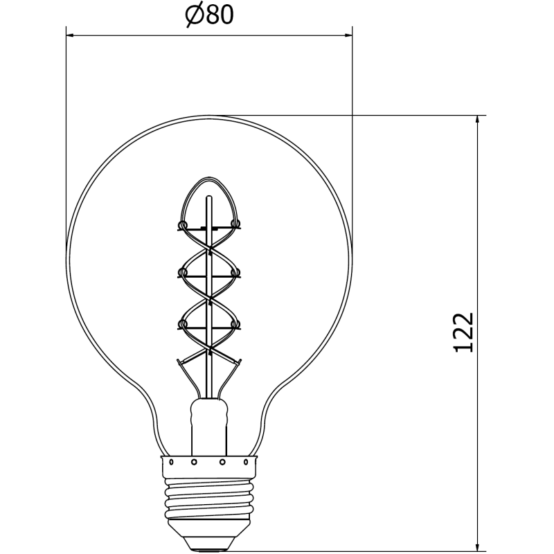 Mexen Vintis 10x LED szál spirál izzó E27, G80, 8W, Meleg - 2700K, 510 lm, füstös - L165-E27-0827-70x10