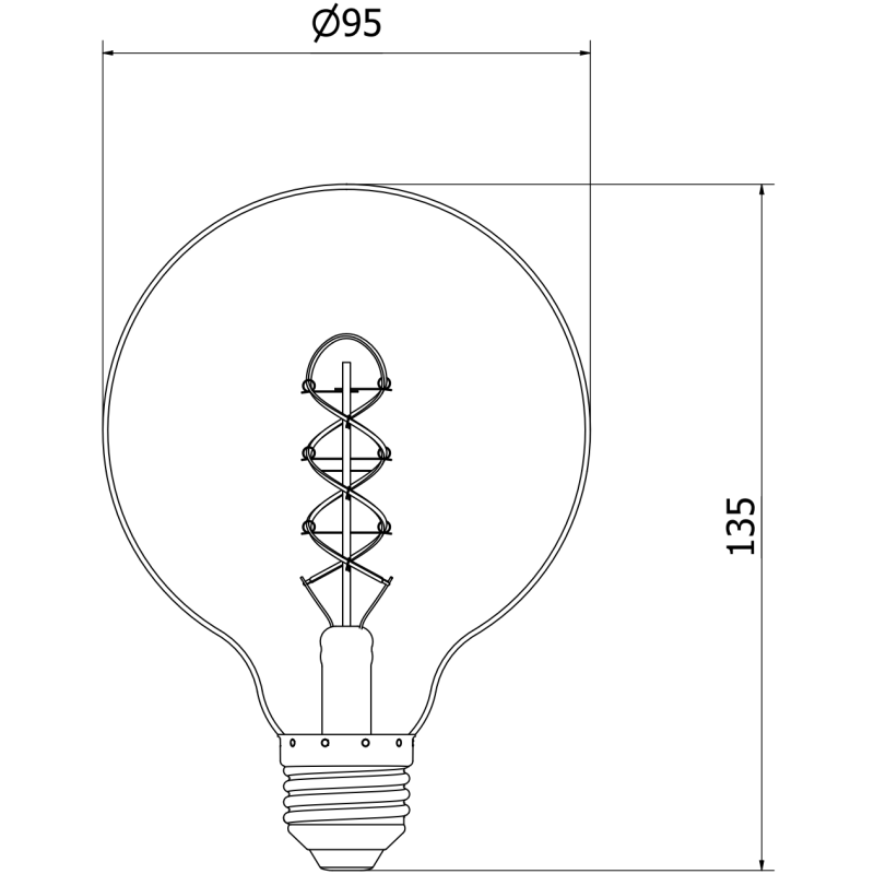 Mexen Vintis 6x Becuri LED filament spirală E27, G95, 6W, Călduță - 2700K, 530 lm, chihlimbar - L167-E27-0627-50x06