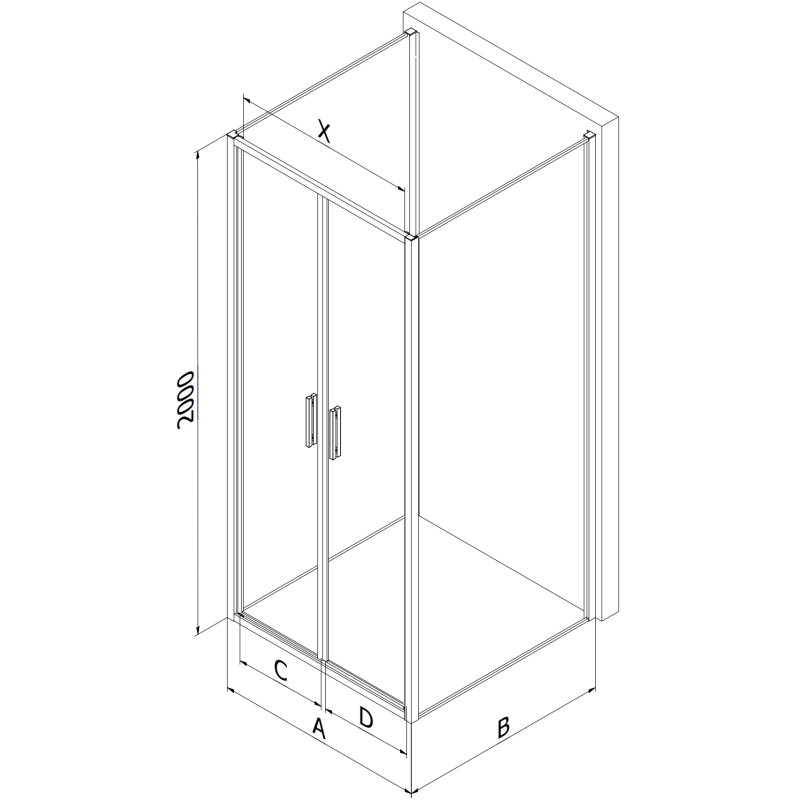 Mexen Exo-B Duo 3S cabină de duș cu 3 pereți, rabatabilă 100 x 110 cm, transparentă, aurie - 814-100-110-50-00-3S
