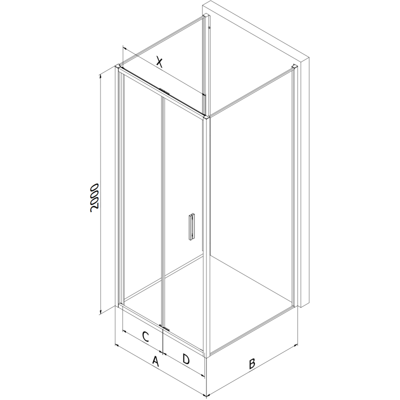Mexen Exo-3S cabina de duș pliabilă cu 3 pereți 95 x 85 cm, transparent, auriu - 816-095-085-50-00-3S