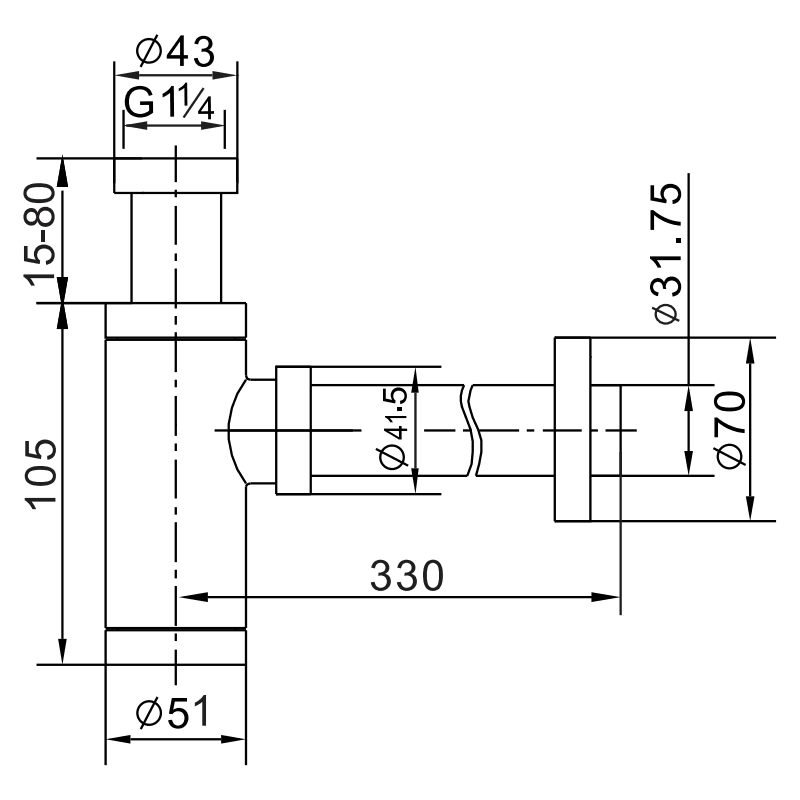 Mexen semi-sifon chiuvetă rotund, crom - 79950-00