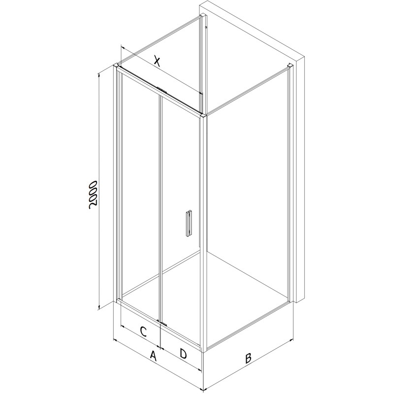 Mexen Exo-F 3S 3-falú összecsukható zuhanykabin 70 x 90 cm, átlátszó, fekete - 816-070-090-70-00-3S