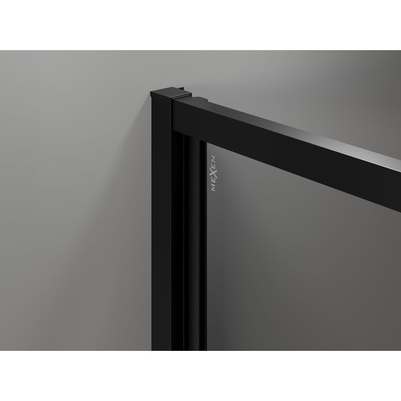 Mexen Exo-3S 3-falú, 95 x 80 cm-es átlátszó, fekete zuhanykabin - 817-095-080-70-00-3S